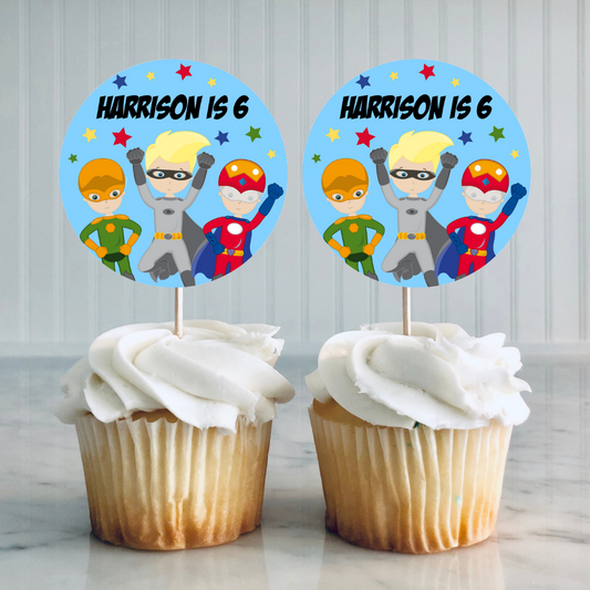 Superhero Cupcake Toppers | Superhero Birthday Cupcake Toppers | Party Decorations