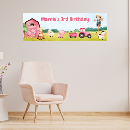 Farm Animal Banner | Personalised Party Banner | Farm Animal Party Theme