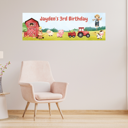 Farm Animal Banner | Personalised Party Banner | Farm Animal Party Theme