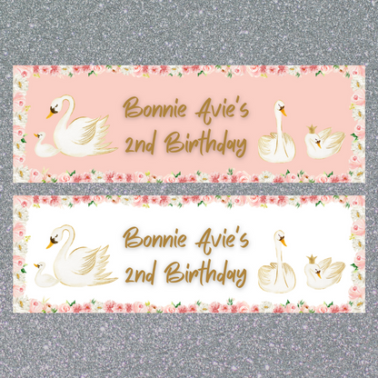 Swan Banner | Personalised Swan Birthday Party Banner | Swan Birthday Party Theme