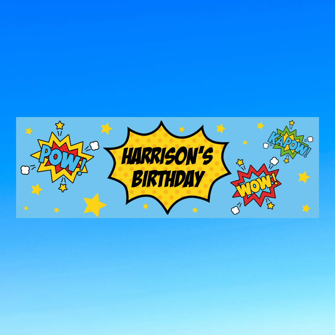 Superhero Banner | Personalised Superhero Birthday Party Banner | Superhero Birthday Party Theme