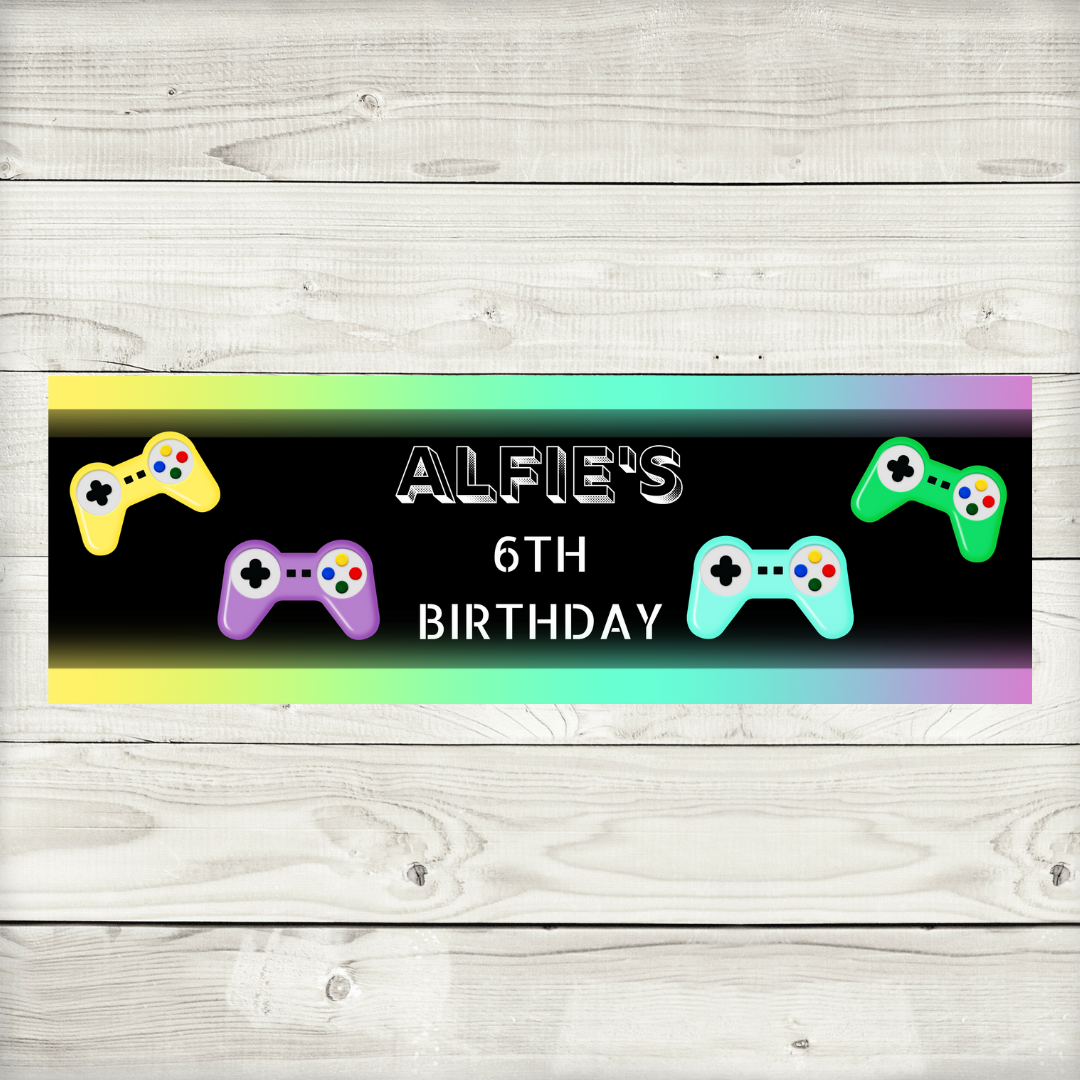 Gaming Banner | Personalised Gaming Birthday Party Banner | Gaming Birthday Party Theme