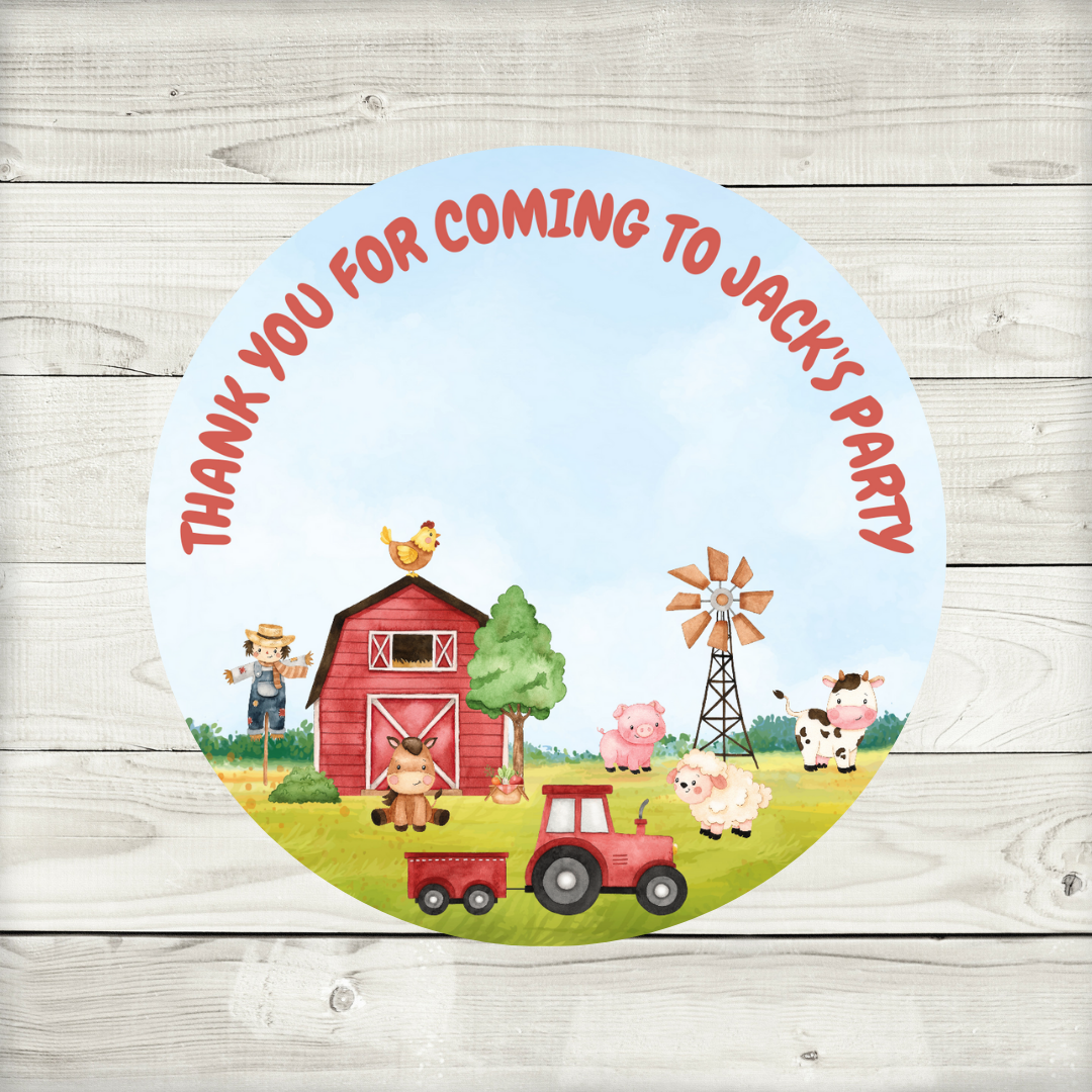 Farm Animal Party Stickers | Circle Stickers | Sticker Sheet | Party Stickers