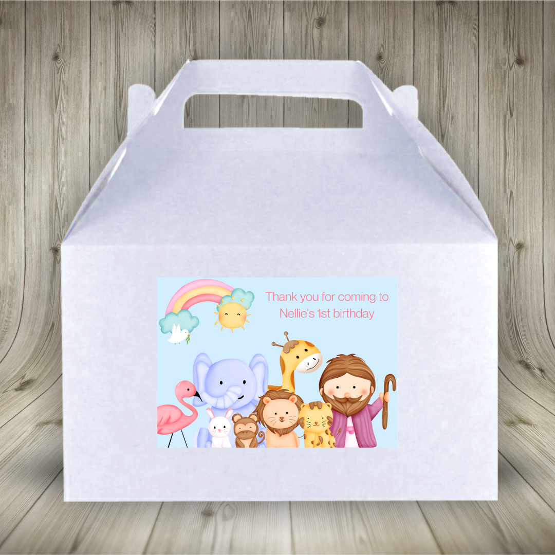 Noahs Ark Rectangle Stickers | Party Stickers | Noahs Ark Party Stickers | Party Bag Stickers (Design 1)