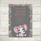 Coral Pink Elephant Baby Shower, Birthday Invitations | A6 Invites | Coral Pink Elephant Theme Invitations | Party Invitations