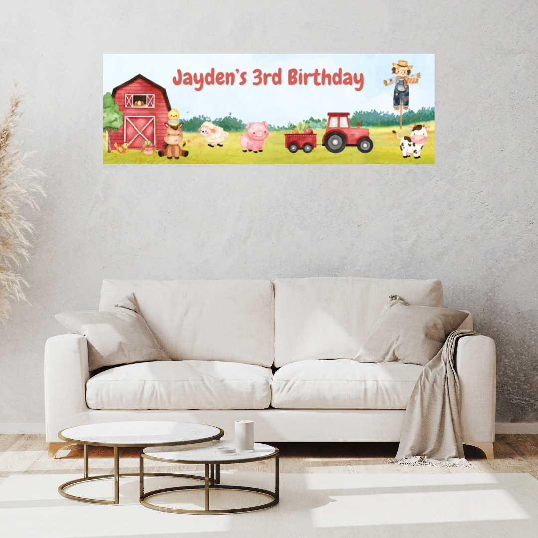 Farm Animal Banner | Personalised Party Banner | Farm Animal Party Theme