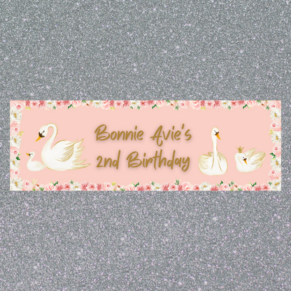 Swan Banner | Personalised Swan Birthday Party Banner | Swan Birthday Party Theme