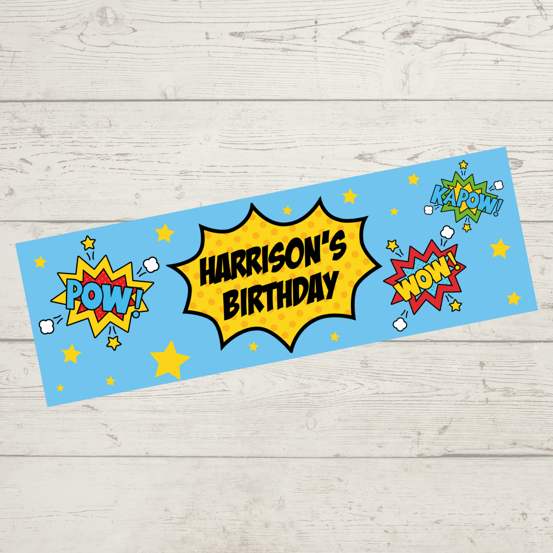Superhero Banner | Personalised Superhero Birthday Party Banner | Superhero Birthday Party Theme