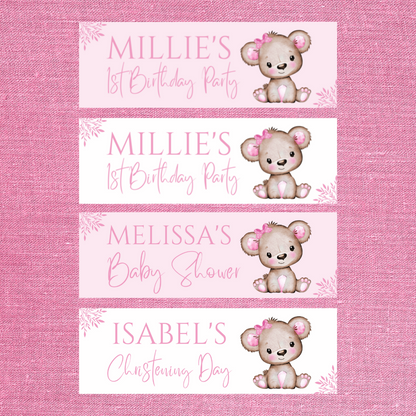 Pink Or White Teddy Bear Banner | Personalised Baby Shower Party, Birthday Banner | Baby Shower, Birthday Party Theme