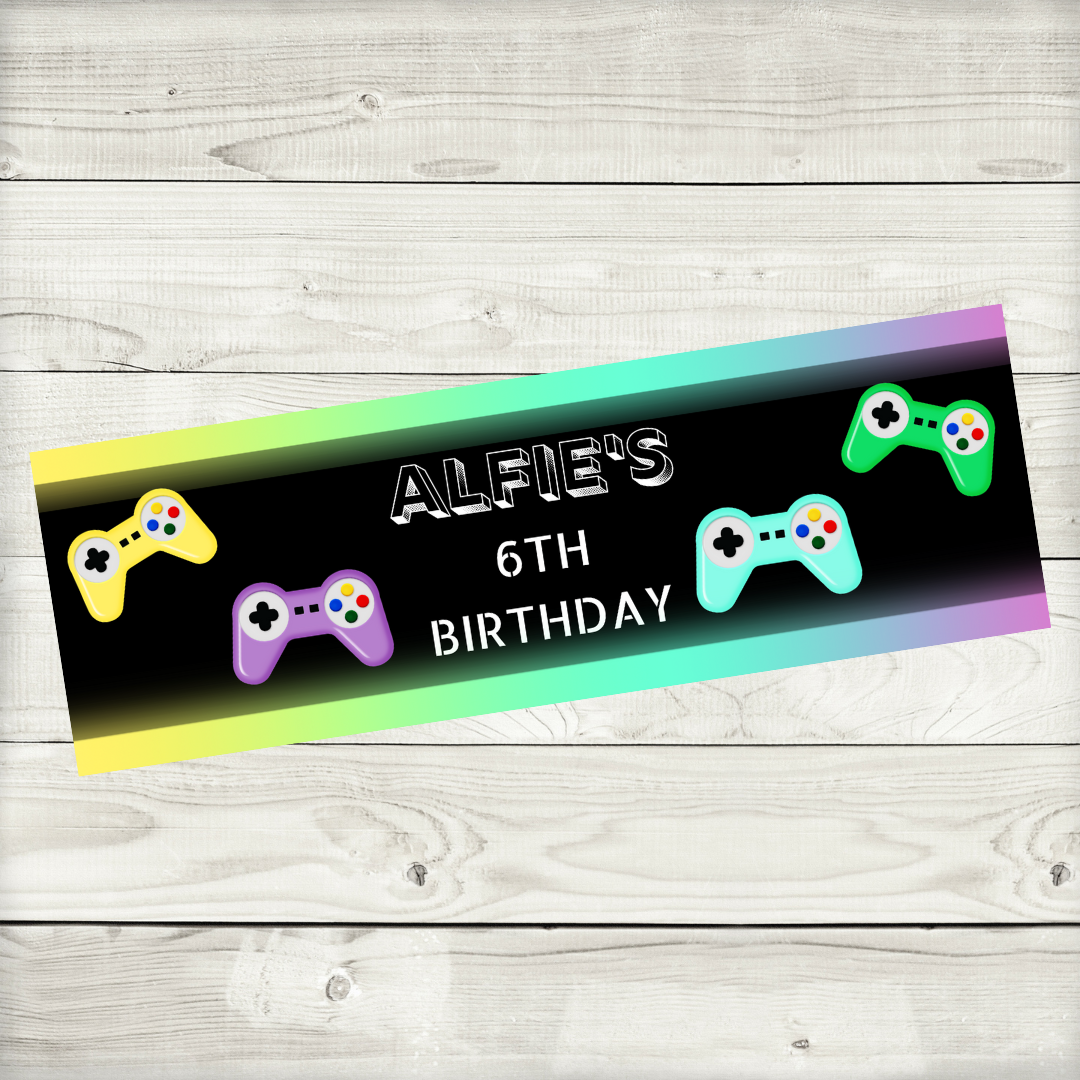 Gaming Banner | Personalised Gaming Birthday Party Banner | Gaming Birthday Party Theme