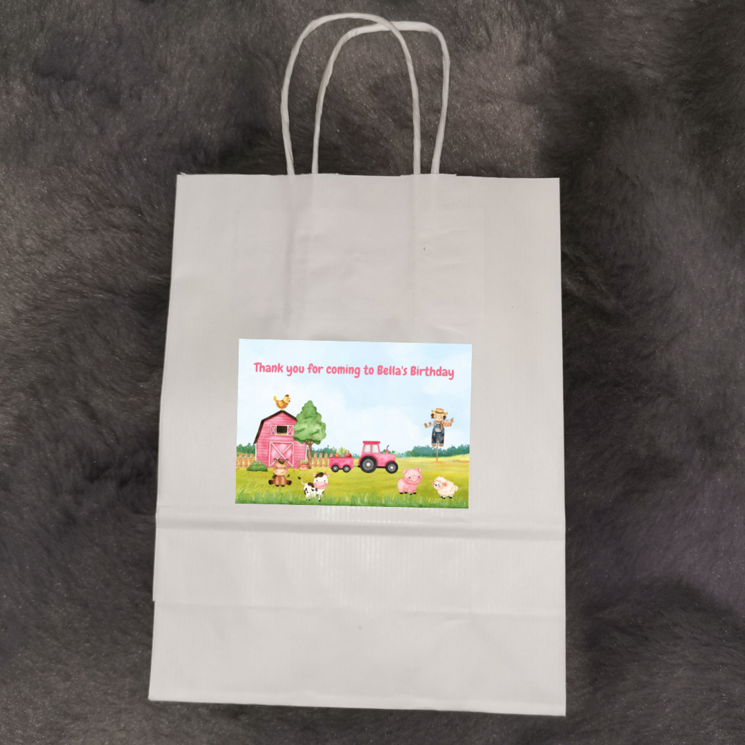 Rectangle Stickers | Party Stickers | Farm Animal Party Stickers | Party Bag Stickers