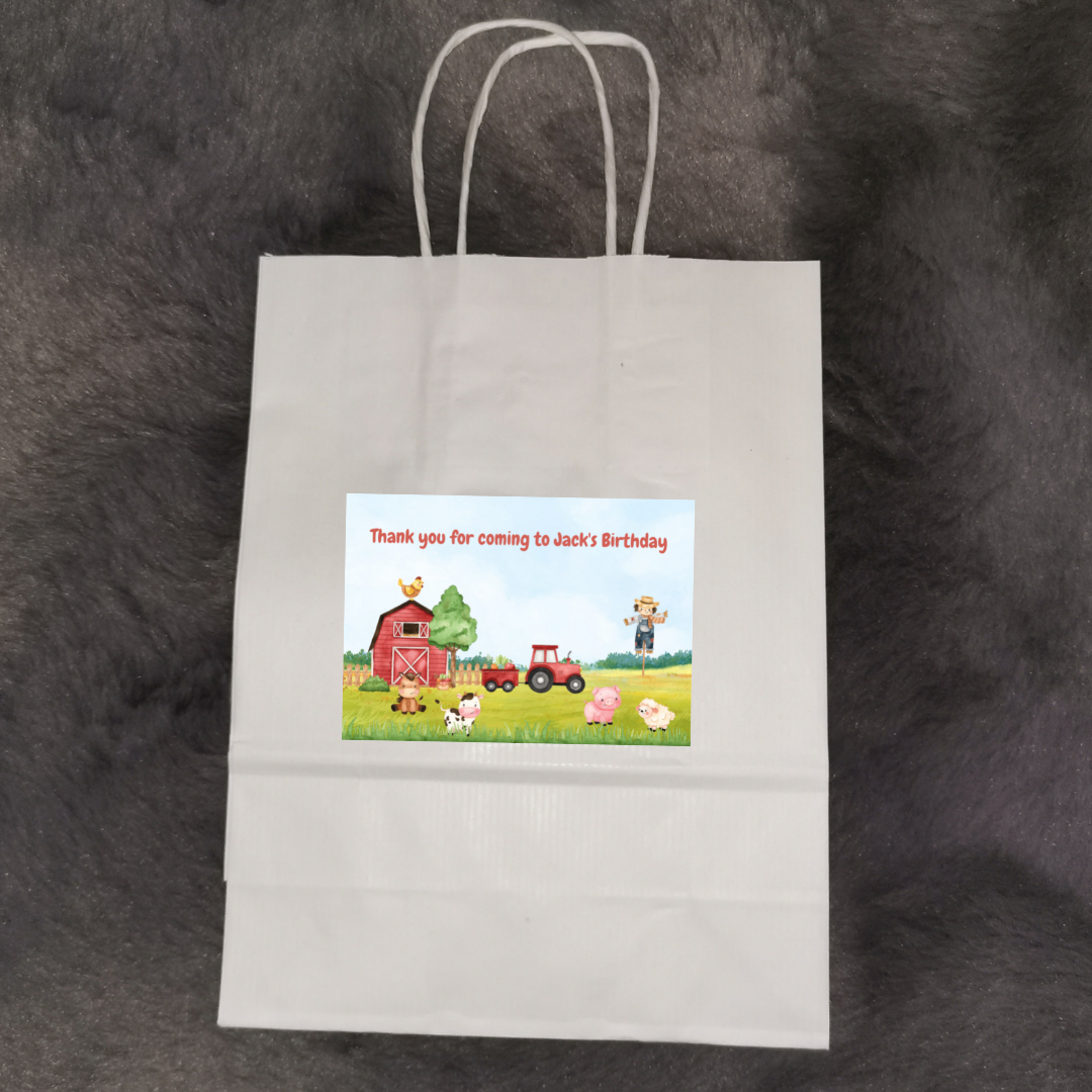 Rectangle Stickers | Party Stickers | Farm Animal Party Stickers | Party Bag Stickers