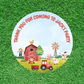 Farm Animal Party Stickers | Circle Stickers | Sticker Sheet | Party Stickers