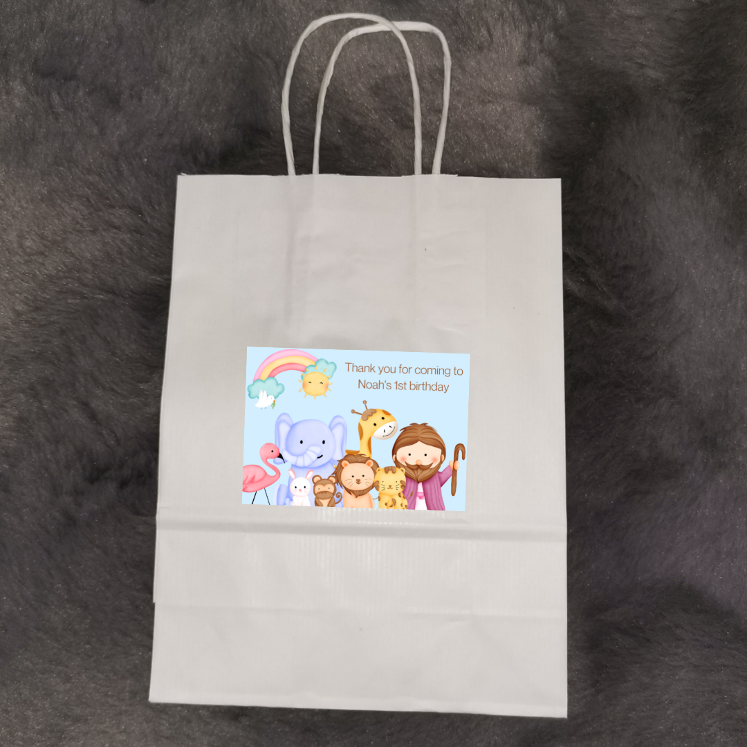 Noahs Ark Rectangle Stickers | Party Stickers | Noahs Ark Party Stickers | Party Bag Stickers (Design 1)