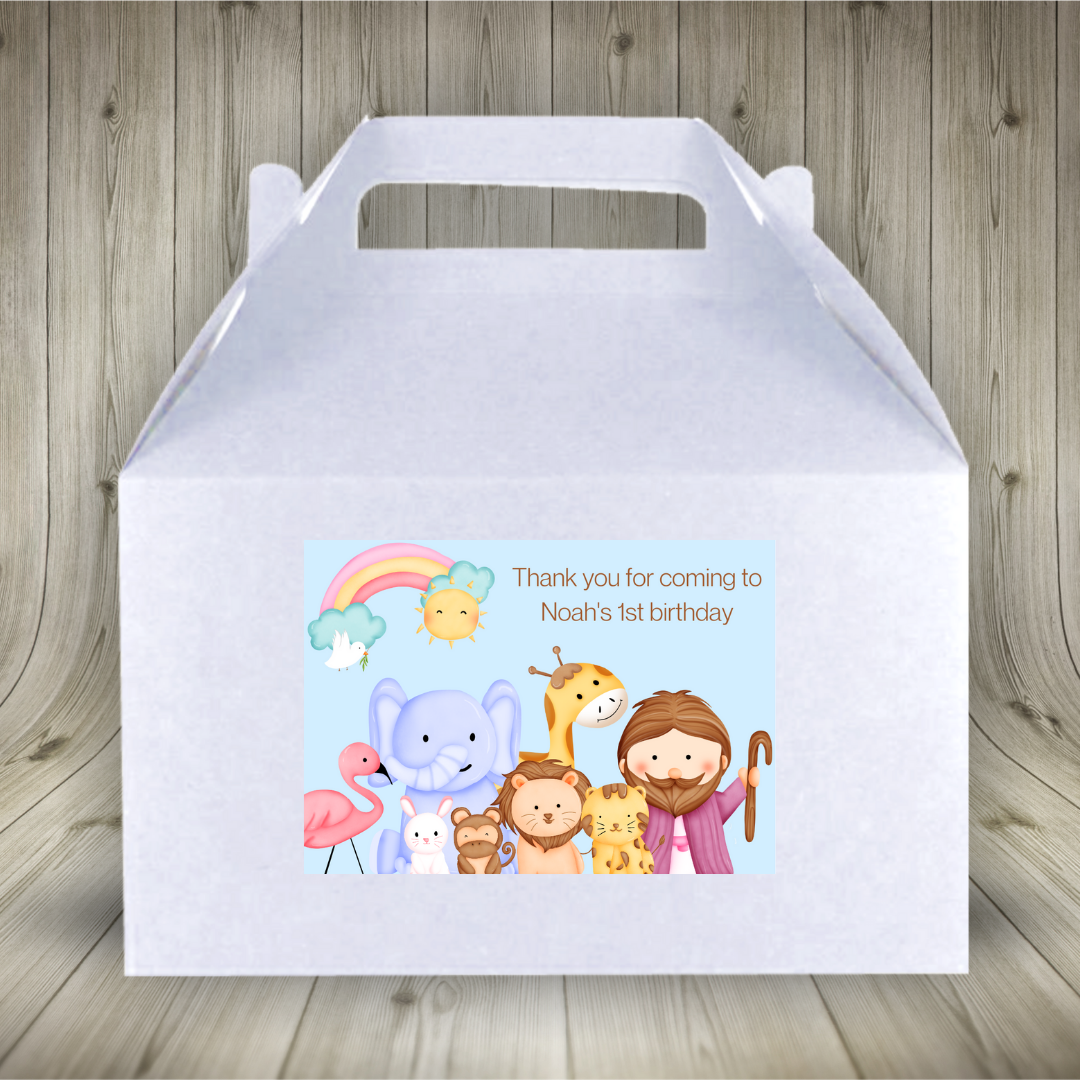 Noahs Ark Rectangle Stickers | Party Stickers | Noahs Ark Party Stickers | Party Bag Stickers (Design 1)