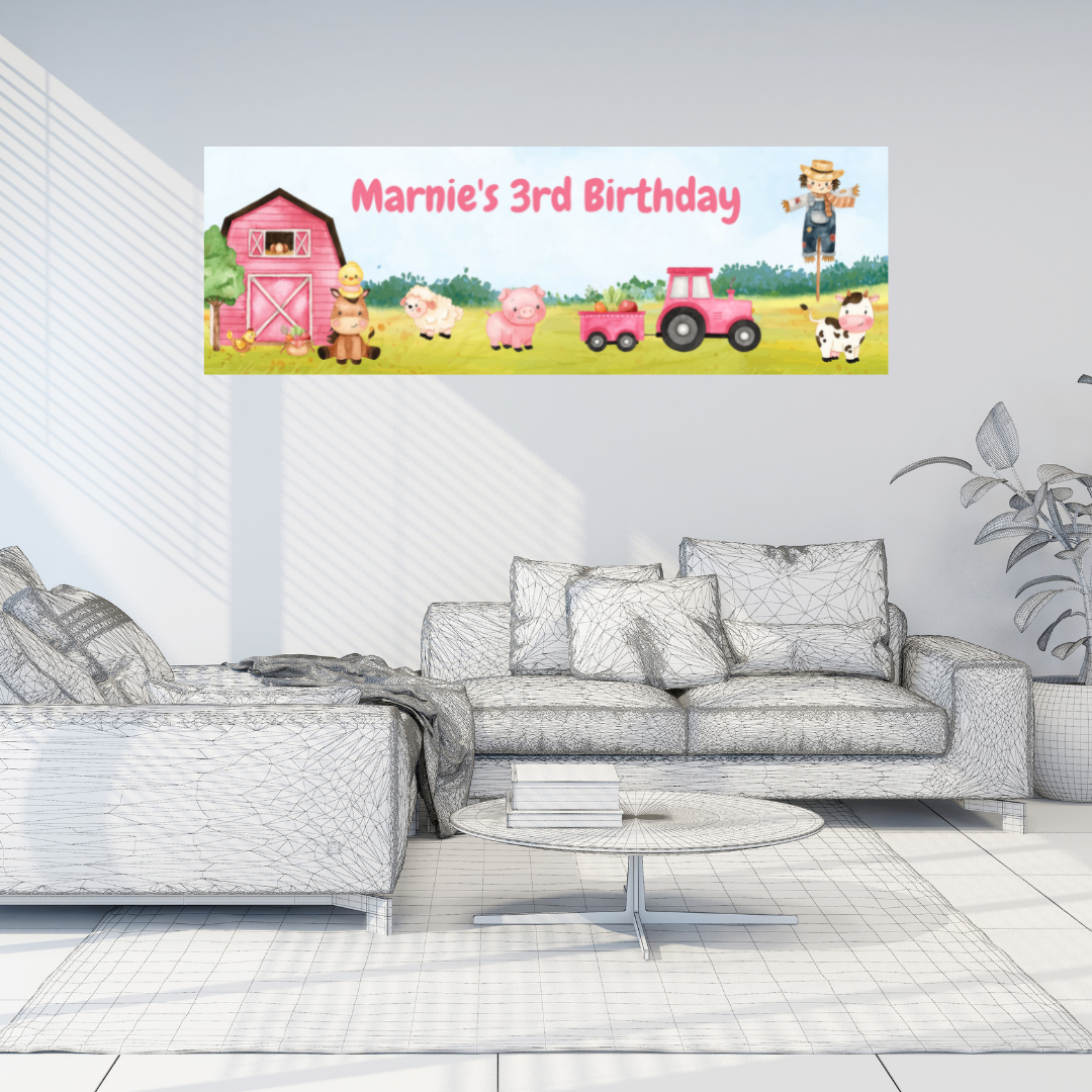 Farm Animal Banner | Personalised Party Banner | Farm Animal Party Theme