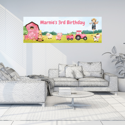 Farm Animal Banner | Personalised Party Banner | Farm Animal Party Theme