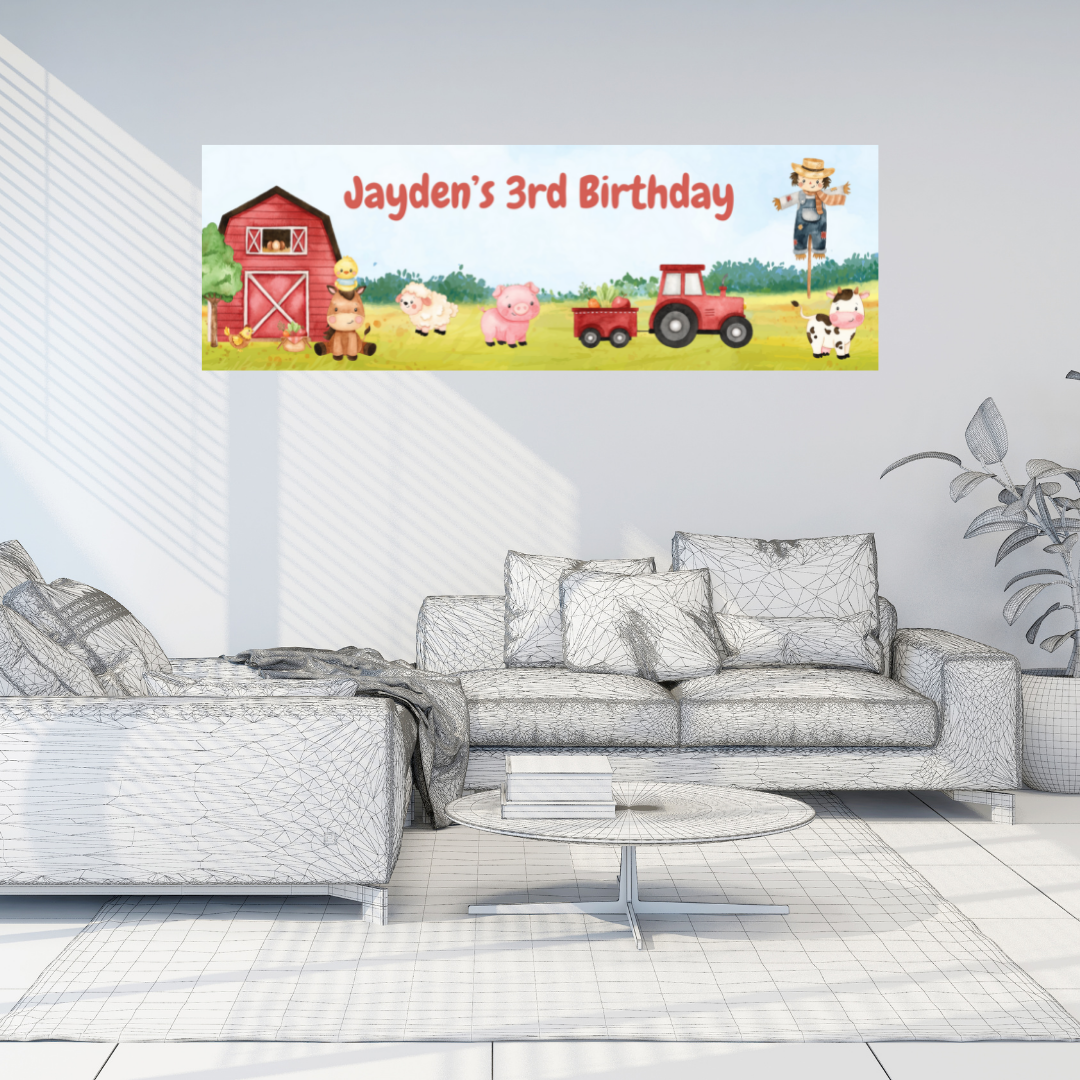 Farm Animal Banner | Personalised Party Banner | Farm Animal Party Theme