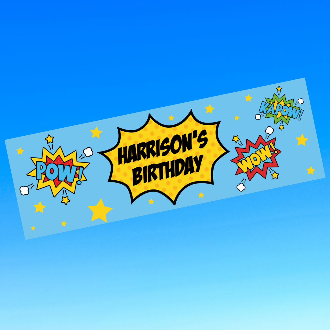 Superhero Banner | Personalised Superhero Birthday Party Banner | Superhero Birthday Party Theme