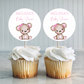 Pink Or White Teddy Bear Cupcake Toppers | Baby Shower, Birthday Cupcake Toppers | Party Decorations