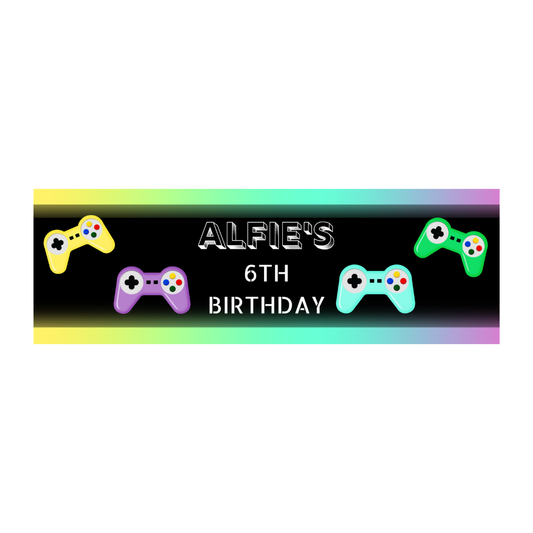 Gaming Banner | Personalised Gaming Birthday Party Banner | Gaming Birthday Party Theme