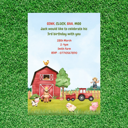 Farm Animal Invitations | A6 Invites | Farm Animal Theme Invitations | Party Invitations