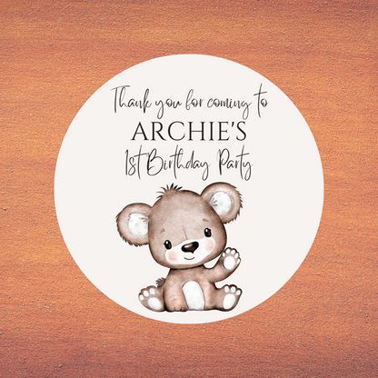 Brown Beige Neutral Teddy Bear Baby Shower, 1st Birthday Stickers | Sticker Sheet | Baby Shower, 1st Birthday Party Stickers