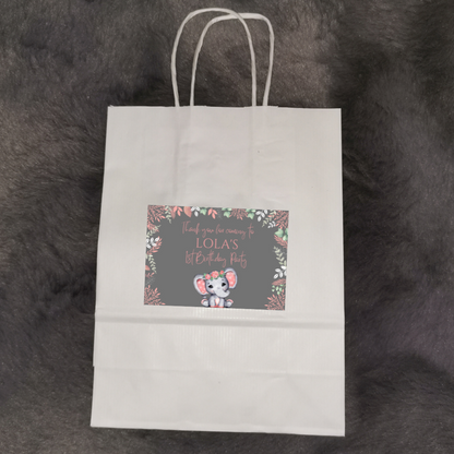 Party Bags | Coral Pink Elephant Baby Shower, Birthday Party Bags | Themed Party Bags