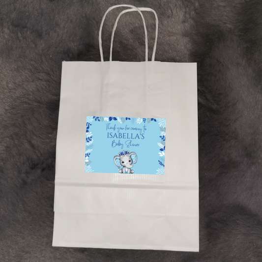 Party Bags | Blue Elephant Crown Baby Shower, Birthday Party Bags | Themed Party Bags