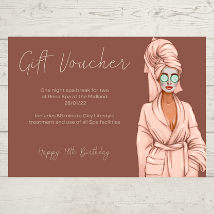 A6 Print | Spa Day, Beauty Treatment, Gift Voucher, Certificate | Gift Idea