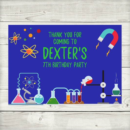 Rectangle Stickers | Party Stickers | Science Birthday Party Stickers | Party Bag Stickers