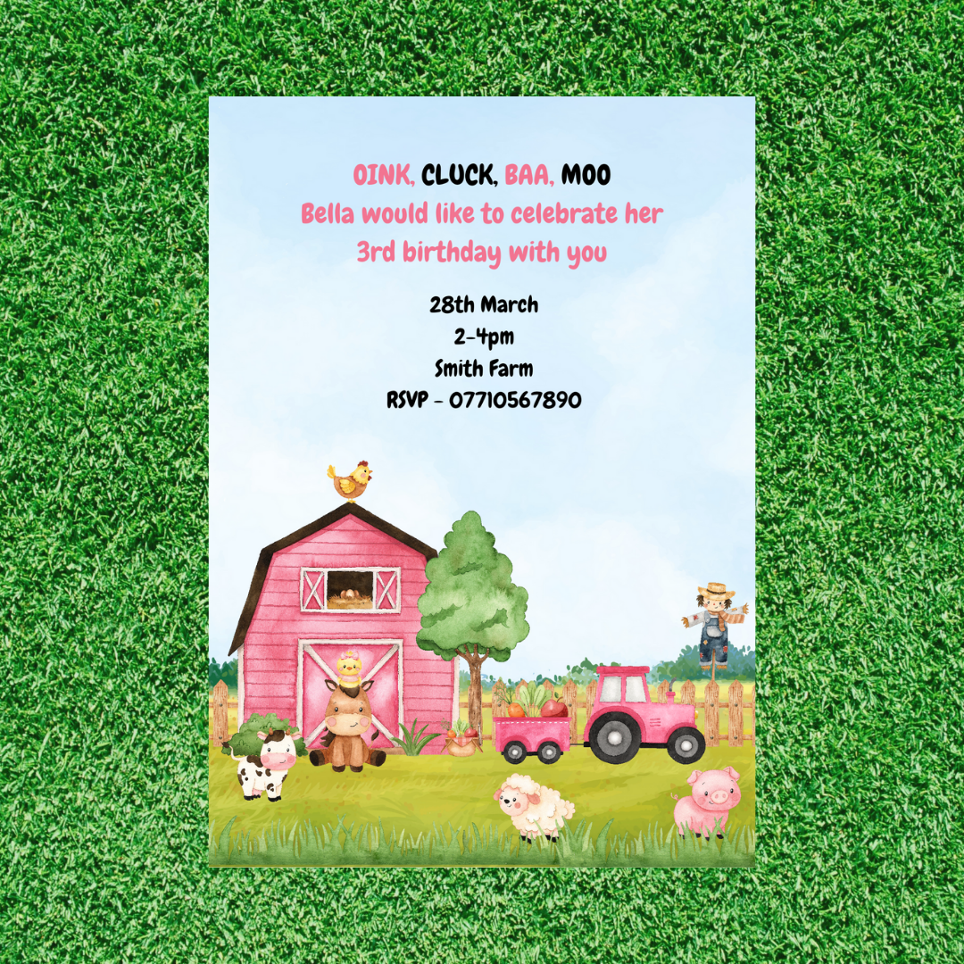 Farm Animal Invitations | A6 Invites | Farm Animal Theme Invitations | Party Invitations