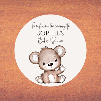 Brown Beige Neutral Teddy Bear Baby Shower, 1st Birthday Stickers | Sticker Sheet | Baby Shower, 1st Birthday Party Stickers