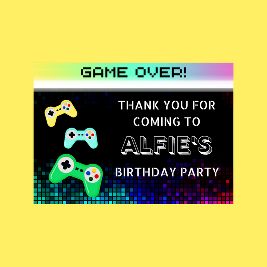 Rectangle Stickers | Party Stickers | Gaming Birthday Party Stickers | Party Bag Stickers