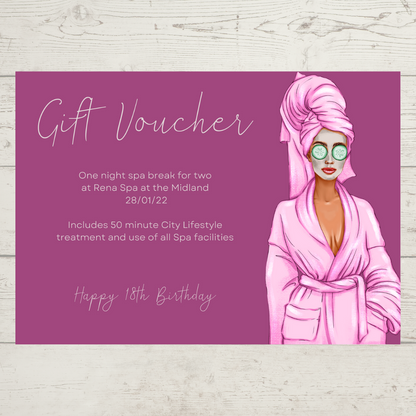 A6 Print | Spa Day, Beauty Treatment, Gift Voucher, Certificate | Gift Idea