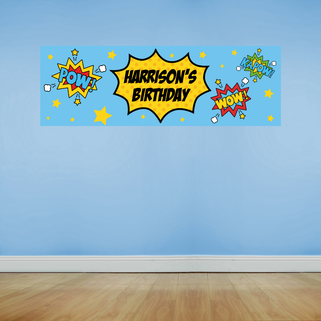 Superhero Banner | Personalised Superhero Birthday Party Banner | Superhero Birthday Party Theme