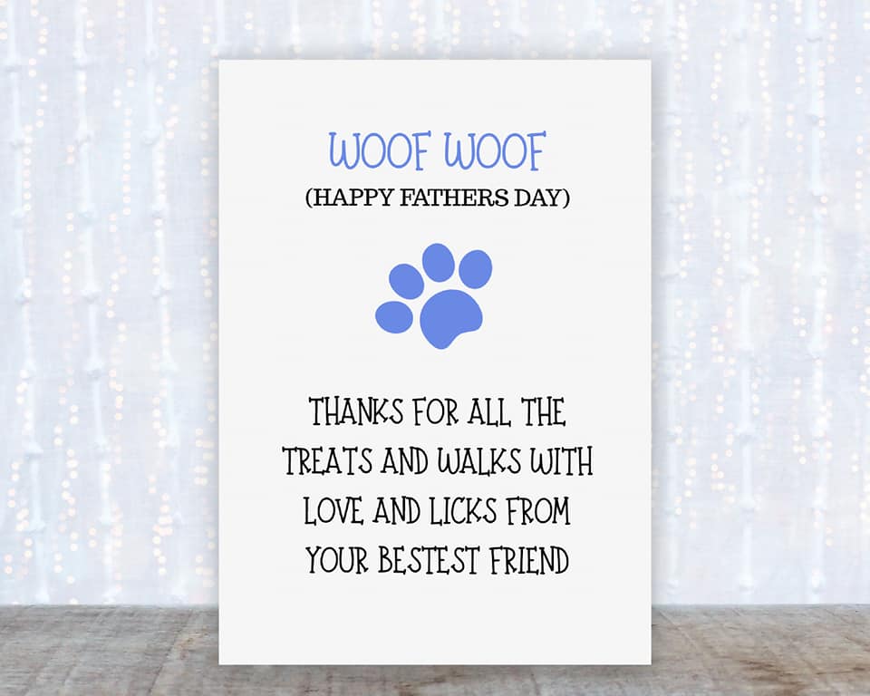 Fathers Day Card | ''Woof Woof'' Happy Father's Day Card | Pet Card - Dinky Designs