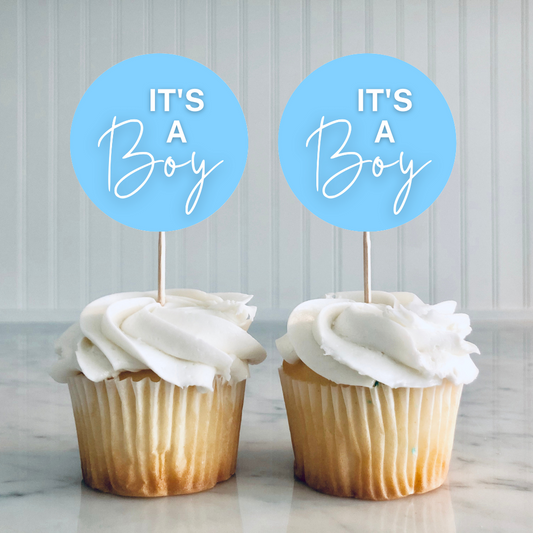 It's A Boy Cupcake Toppers | Baby Shower Cupcake Toppers | Baby Shower Party Decorations