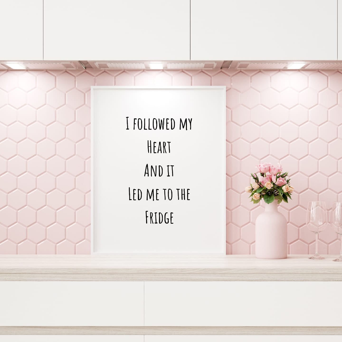 Kitchen Print | I Followed My Heart And It Led Me To The Fridge | Quote Print | Kitchen Décor - Dinky Designs