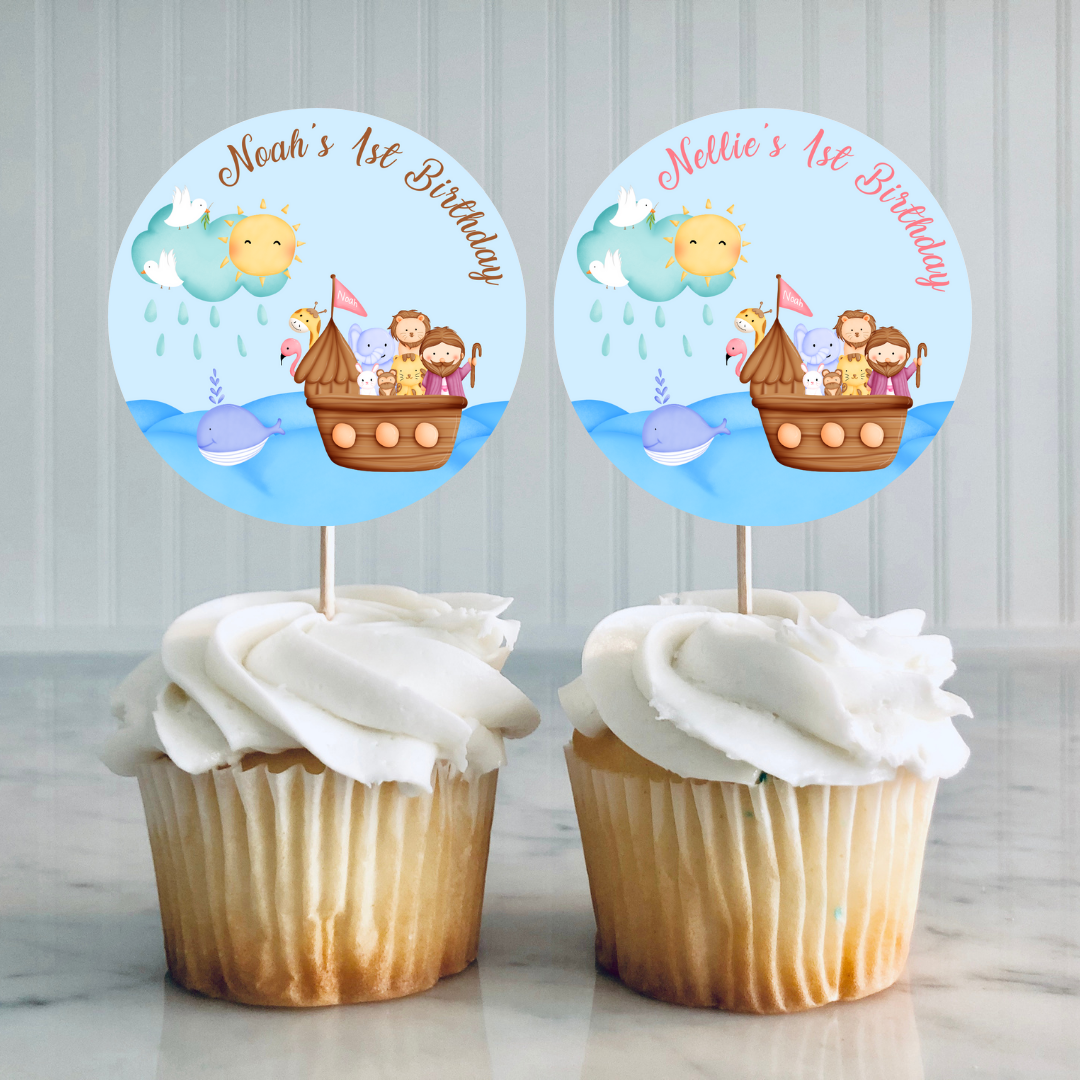 Noah's Ark Cupcake Toppers | Birthday Cupcake Toppers | Party Decorations | Design 2
