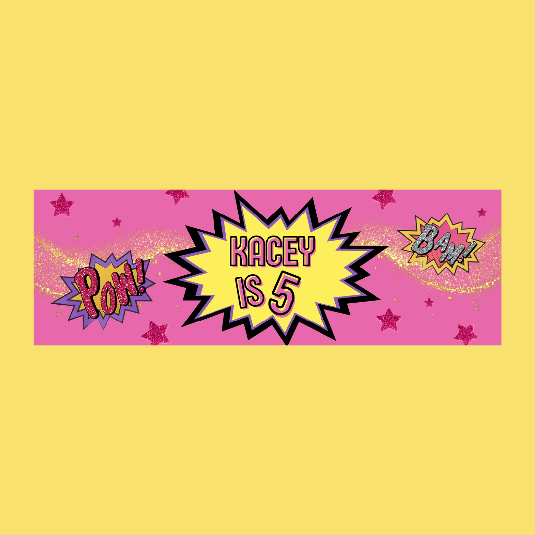 Superhero Banner | Personalised Superhero Supergirl Birthday Party Banner | Superhero Birthday Party Theme