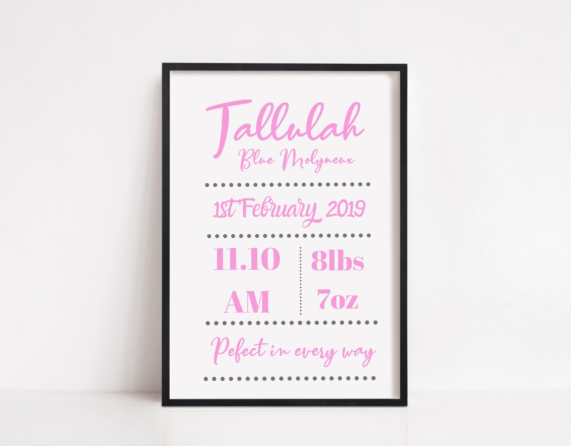Personalised Baby Print | New Baby Birth Print | New Baby Gift - Dinky Designs