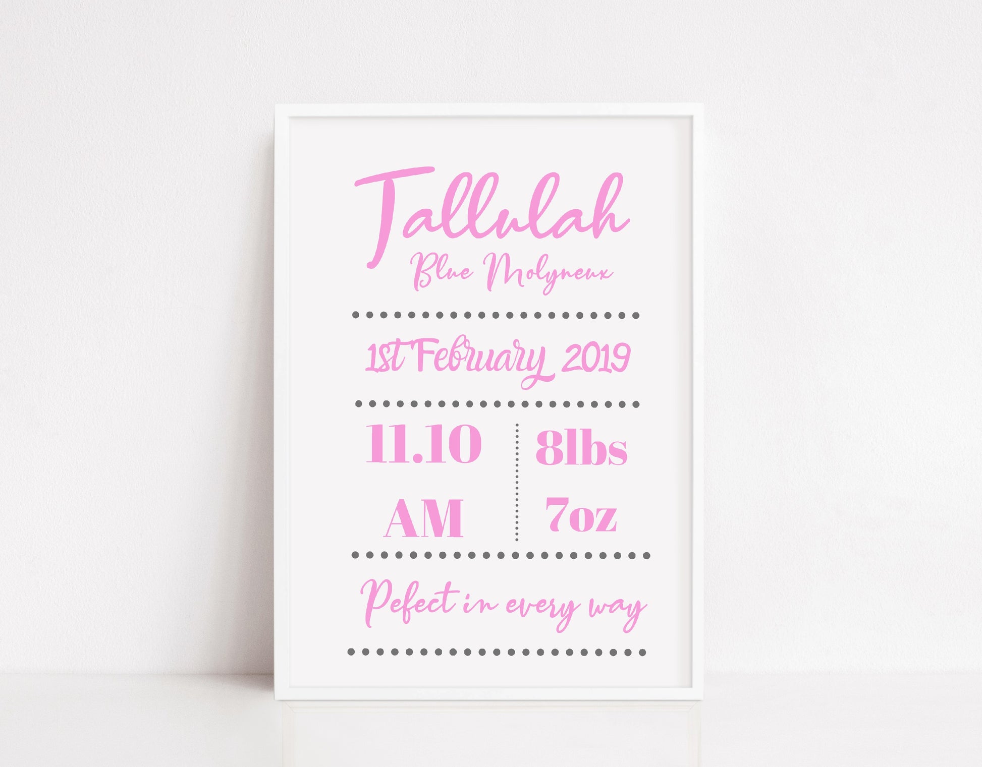 Personalised Baby Print | New Baby Birth Print | New Baby Gift - Dinky Designs