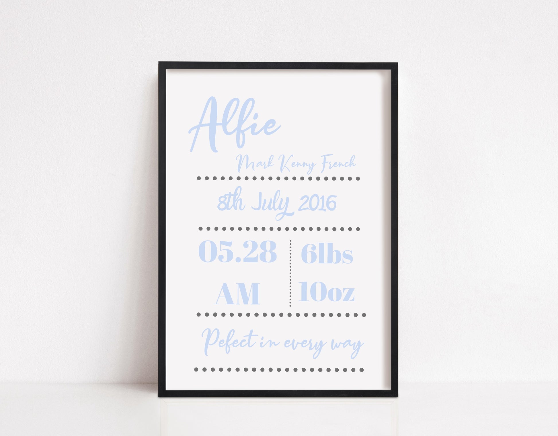 Personalised Baby Print | New Baby Birth Print | New Baby Gift - Dinky Designs