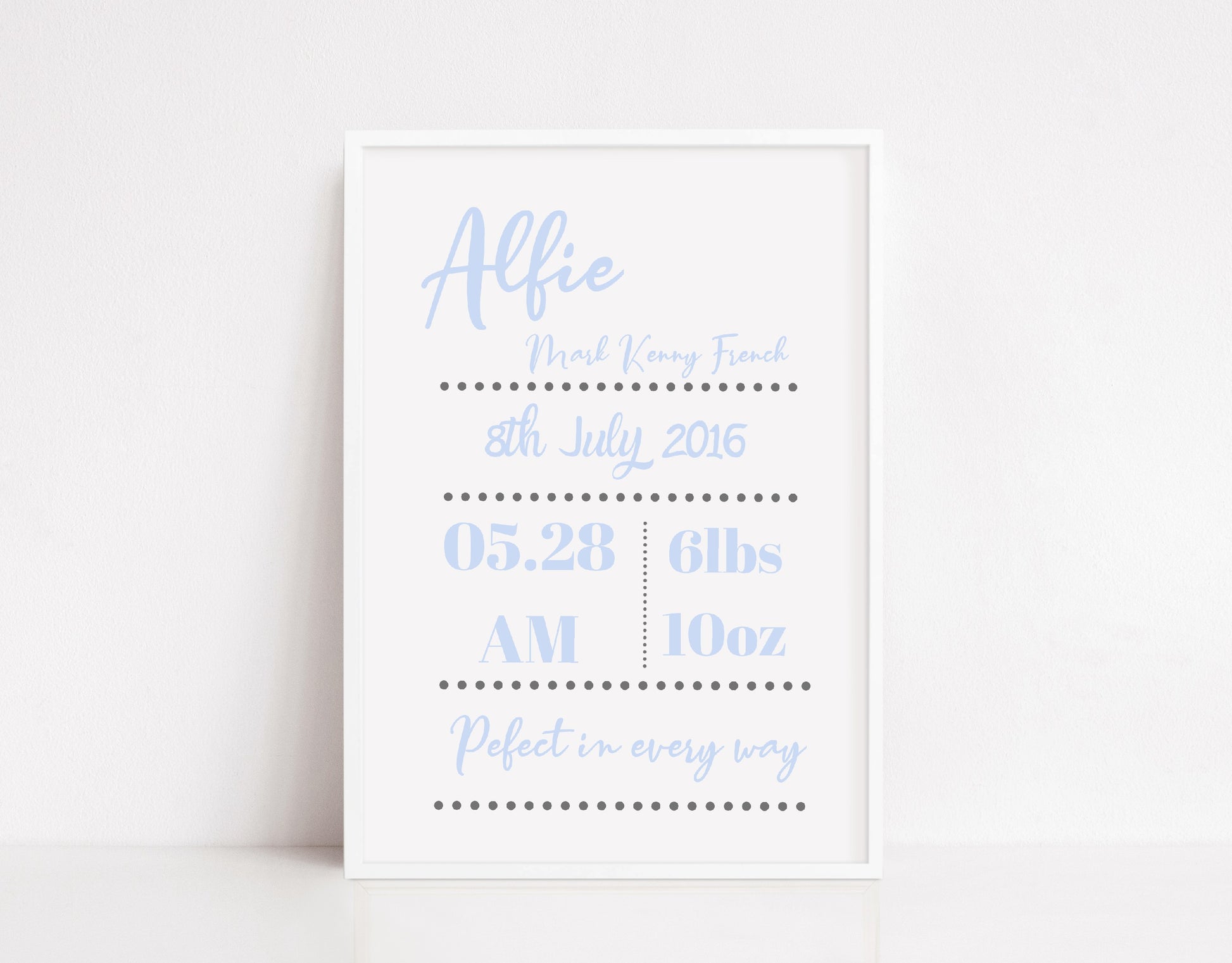 Personalised Baby Print | New Baby Birth Print | New Baby Gift - Dinky Designs