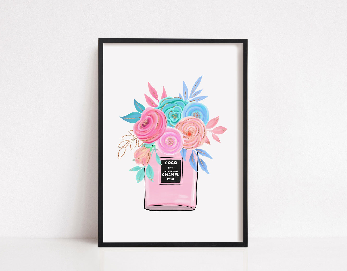 Clipart Print | Floral Perfume Print | Girly Print | Image Print - Dinky Designs