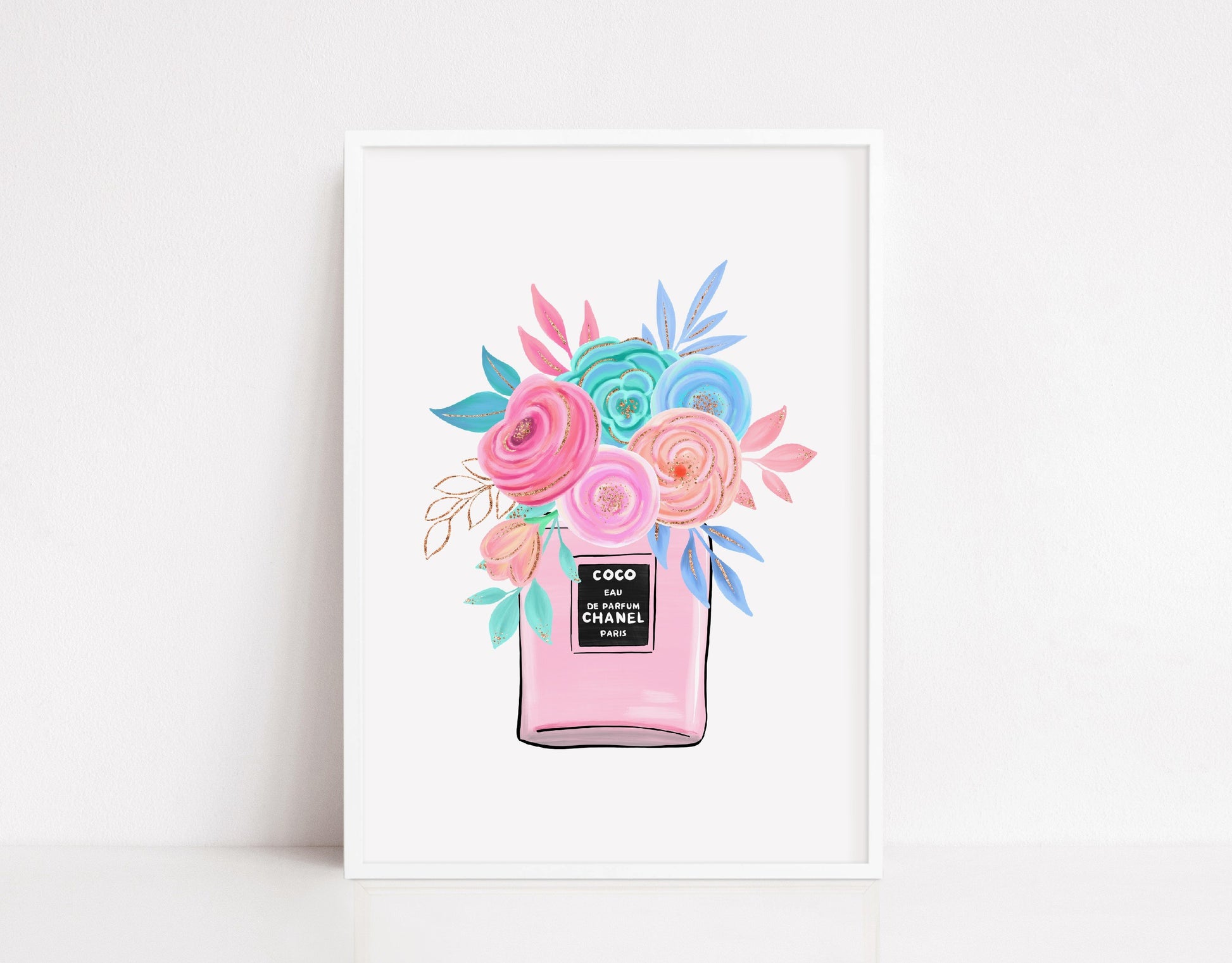 Clipart Print | Floral Perfume Print | Girly Print | Image Print - Dinky Designs