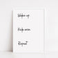 Quote Print | Wake Up, Kick Arse, Repeat | Motivational Print | Positive Print - Dinky Designs