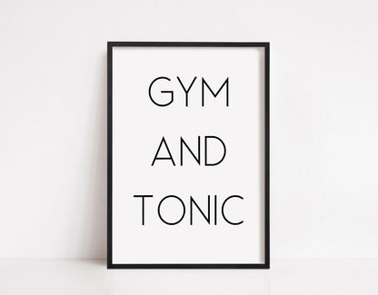 Quote Print | Gym And Tonic | Funny Print | Gym Print | Fitness Print - Dinky Designs