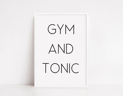 Quote Print | Gym And Tonic | Funny Print | Gym Print | Fitness Print - Dinky Designs